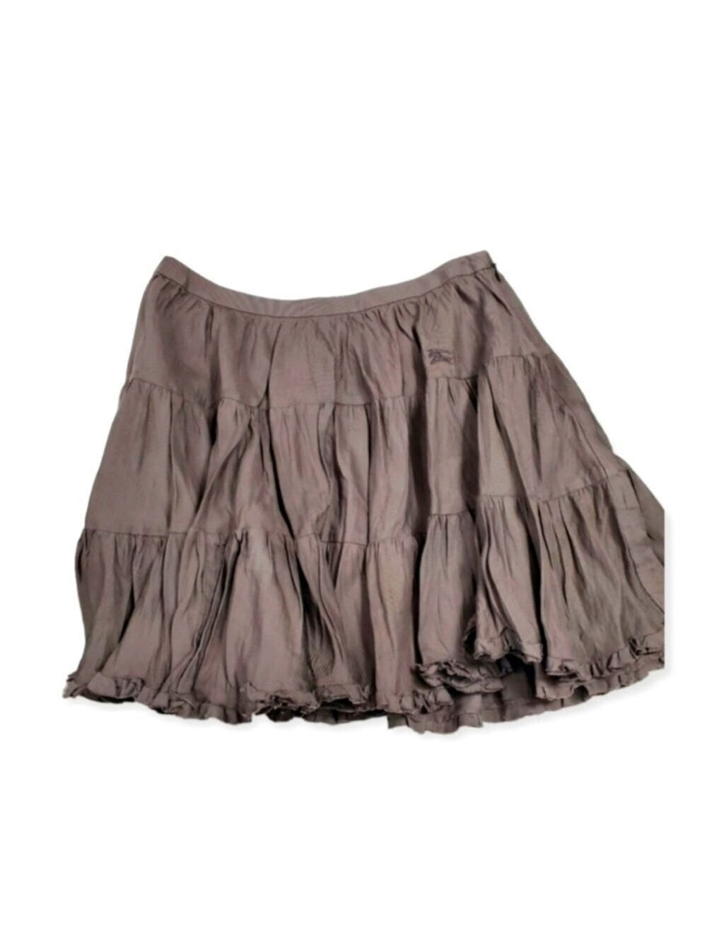 Burberry Blue Label Skirt Taupe Tiered Nova Check XS
